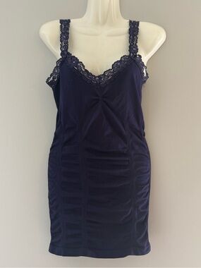 Kismet Dark Purple Lace Strap Ruched Tank Top